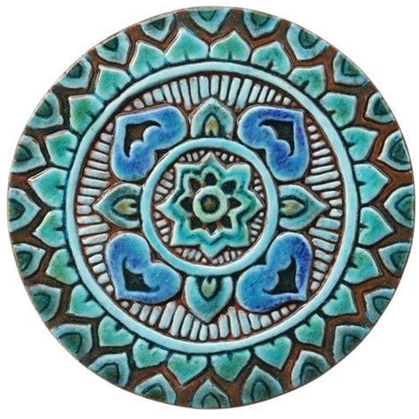 Decorative Tile With Mandala Design Ceramic Tile Wall Etsy