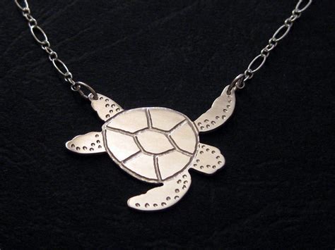 Silver Sea Turtle Necklace Sterling Silver Turtle Pendant