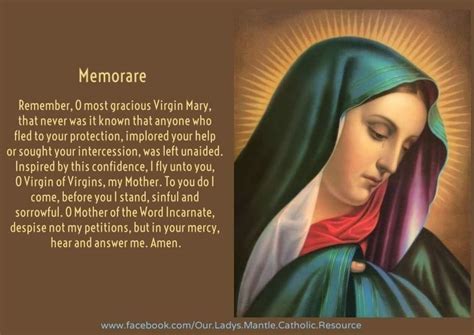 Memorare Catholic Prayers Gracious Virgin Mary
