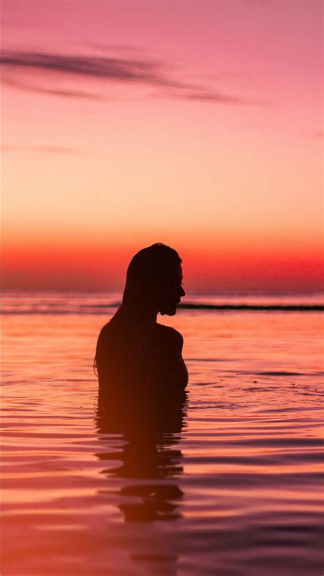 Silhouette Of Woman In Body Of Water Iphone Wallpapers Free Download