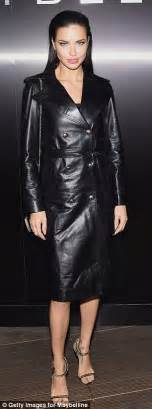 Adriana Lima Wears Black Leather At Nyfw Event Daily Mail Online