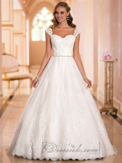 Straps Sweetheart Lace Princess Ball Gown Wedding Dresses 2193213