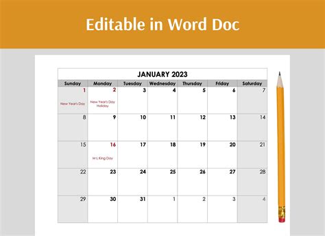 Blank Calendar Template Word