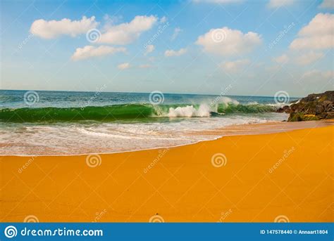 Brazilian Beach With Yellow Sand And Blue Sea In Sunny Weather Brazil