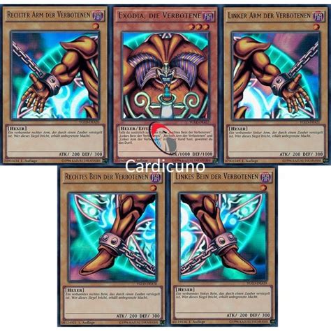 Exodia (エクゾディア, ekuzodia) is an archetype of dark spellcaster monsters, with its first member released in legend of blue eyes white dragon and its first support released in millennium box gold edition. Komplettes Exodia Set! DE 1. Auflage, Ultra Rare, Yugioh ...