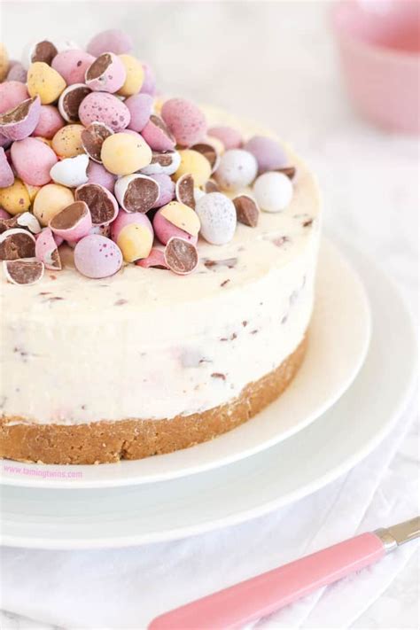 this easiest ever no bake easter mini egg cheesecake is packed with easter chocolate treats