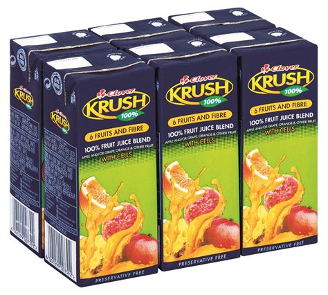 Krush 100 Fruit Juice Uht 6 Fruits And Fibre 6x200ml Shop Today Get It Tomorrow