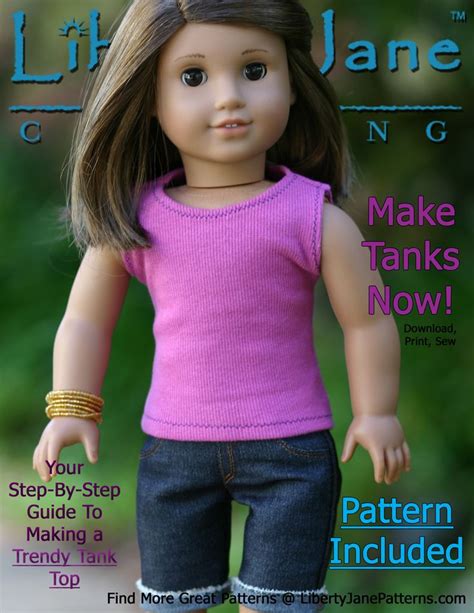 Dolls (like humans) should have a wardrobe that includes clothes for dress. FREE Doll Clothes Pattern Liberty Jane Trendy Tank Top ...