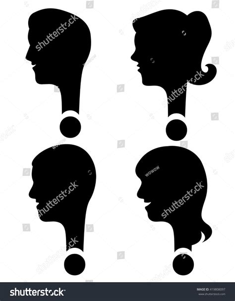 Vector Set Female Male Adult Silhouettes Stock Vector Royalty Free