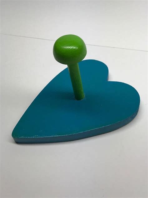 Hand Painted Heart Coat Hook Wall Hook Blue And Green Handmade Home