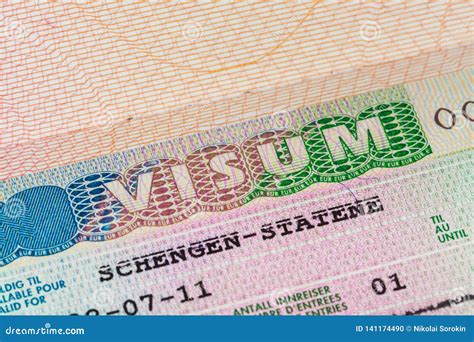 Europe Schengen Visa In Passport Stock Photo Image Of Asia Macro
