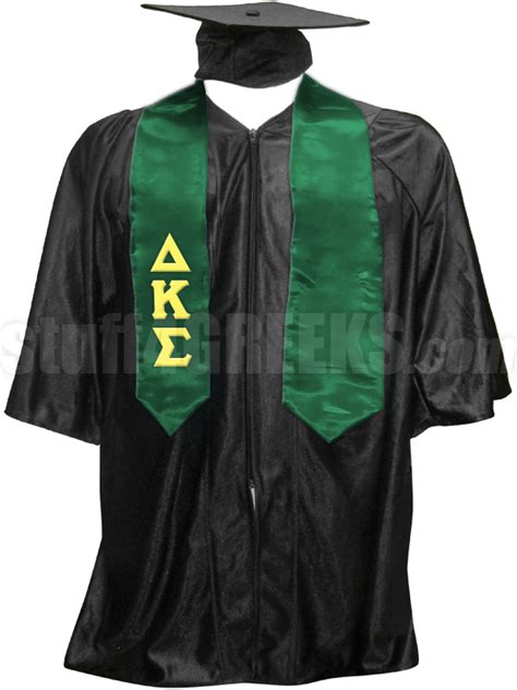 Delta Kappa Sigma Satin Graduation Stole With Greek Letters Forest Green