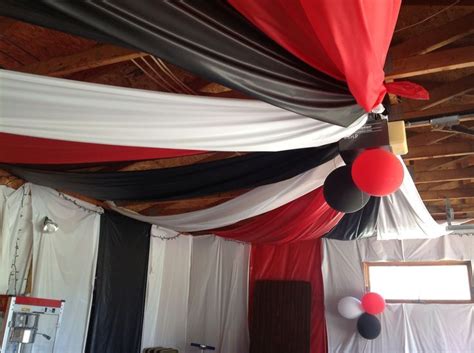 A garage ceiling doesn't need to be fancy. Cover Garage Walls for Party | Half the garage ceiling and ...