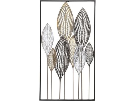 Nikky home 10 x 15 vintage metal framed fern botanical glass wall art print. leaves metal wall art | exotic leaf metal wall decor