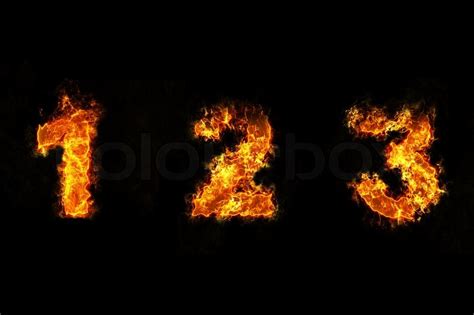 Fire On Number 1 2 And 3 Stock Image Colourbox