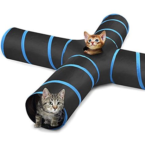 Pawaboo Cat Tunnel Premium 4 Way Tunnels Extensible Collapsible Cat