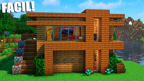 Cómo hacer una casa MODERNA de MADERA en Minecraft FÁCIL Y RÁPIDO
