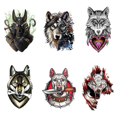 buy 6 sheets wolf temporary tattoos stickers large stickers fake body arm chest shoulder