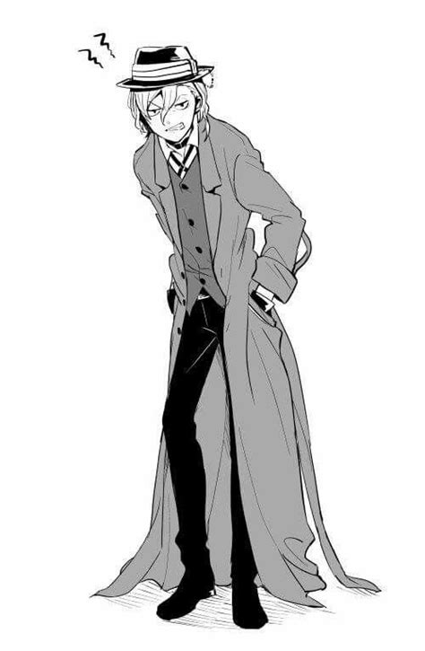 A Drawing Of A Man In A Trench Coat And Hat With His Hands On His Hips