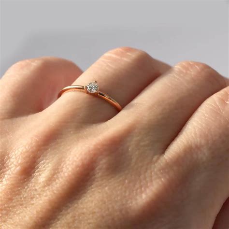 Minimalist Ring Diamond Engagement Ring Stacking Ring 14k Etsy