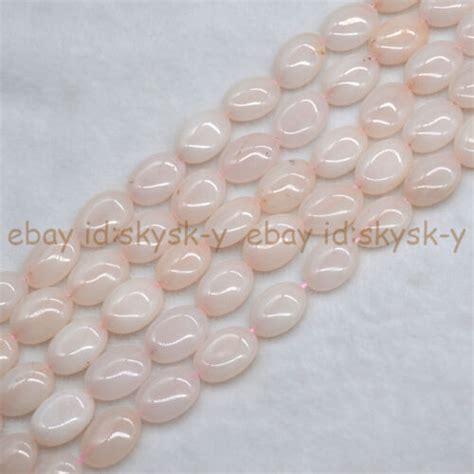 13x18mm Natural Pink White Jade Egg Shaped Oval Gemstone Loose Beads 15