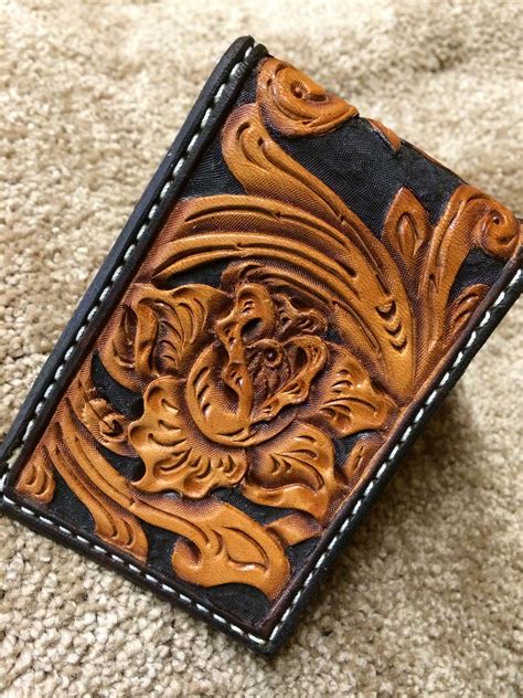 Rose Detail Wallet Might Have To Try To Make Leather Carving Leather