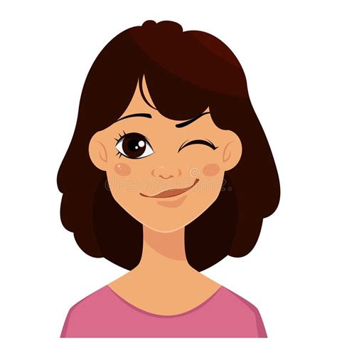 Face Expression Of A Cute Woman Winking Stock Vector Illustration Of