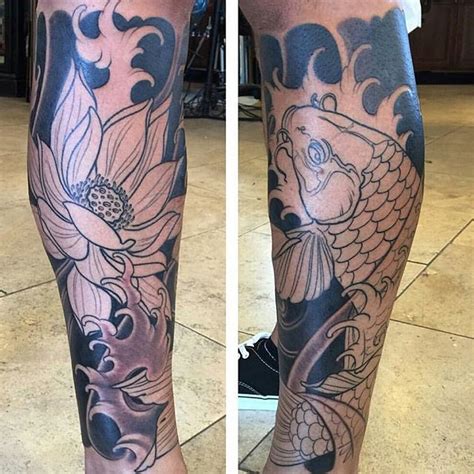 Koi Fish Leg Sleeve Tattoos