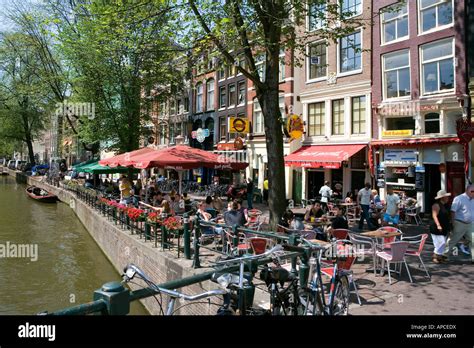 Street Cafe Amsterdam Netherlands Stock Photo Royalty Free Image