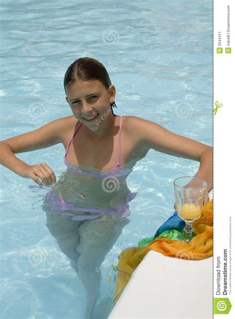 Girl In The Pool Stock Image Image Of Young Looking