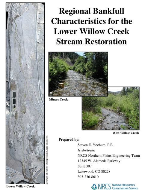 Pdf Regional Bankfull Characteristics For The Lower Willow Creek