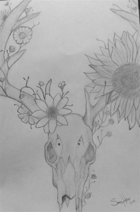 Flower Deer Skull By Sarah Heller Skull Tattoo Flowers Deer Skull