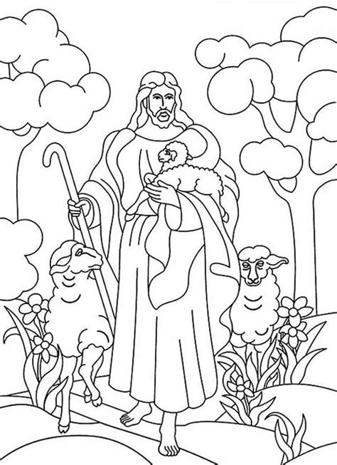 Jesus Resurrection In Heaven With Lambs Coloring Page Netart