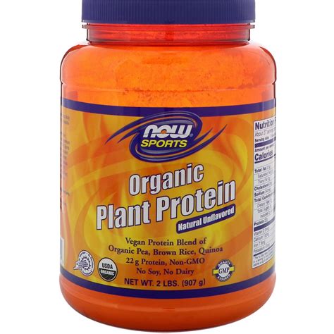 Now Foods Organic Plant Protein Natural Unflavored 2 Lbs 907 G Iherb
