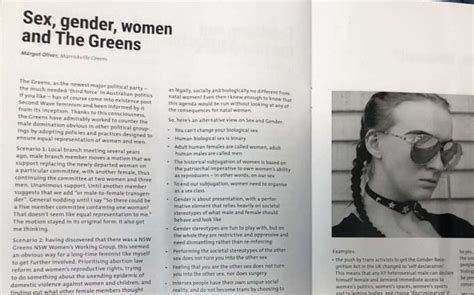 Nsw Greens Apologise For Transphobic Sex And Gender Article