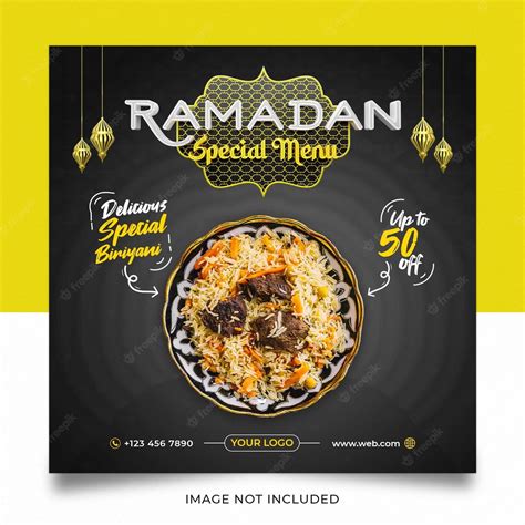 Premium Psd Ramadan Special Menu Biriyani Social Media Post Template