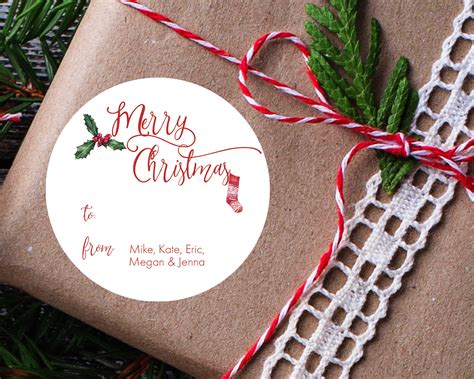 Personalized T Labels Christmas Stickers Custom Holiday Etsy