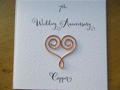 7th Anniversary Card Copper 7 Wedding Anniversary Card Etsy Uk