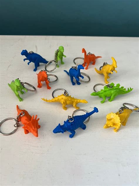 Upcycled Plastic Dinosaur Toy Keychains Tyrannosaurus Gem
