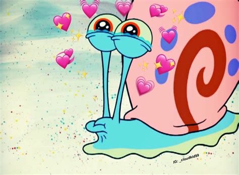 Spongebob Love Edit Gary Snail Cartoon Nick Hearts Cute Mood Emoji Happy Cute Love