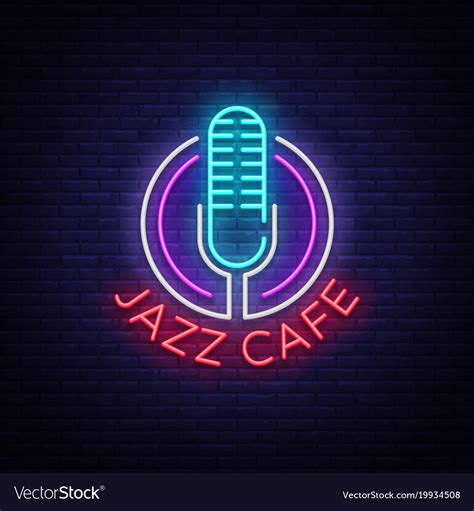 Jazz Cafe Is A Neon Sign Symbol Neon Style Logo Vector Image