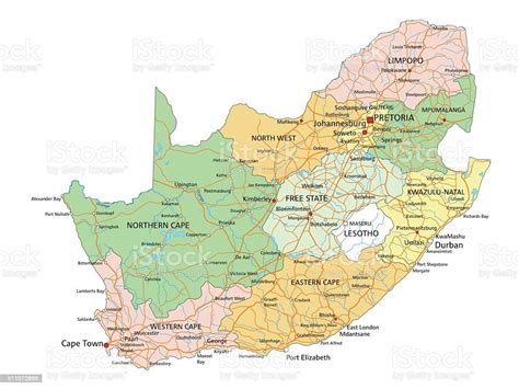 South Africa Highly Detailed Editable Political Map With Labeling Stock