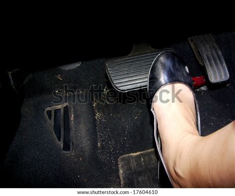 Womans Foot Depressing Brake Pedal Sportscar Stock Photo Edit Now