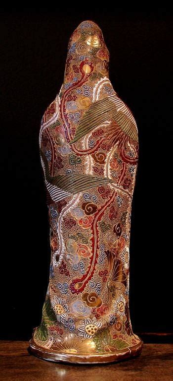 1880s japanese meiji antique ceramic antiquities. A Japanese Satsuma-Kutani Hybrid Style Figure of Kannon at ...