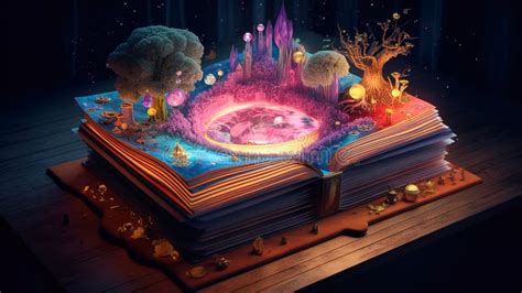 Enchanting 3d Magical Book With Mystical Symbols And Glowing Details