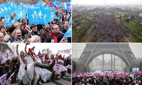 hundreds of thousands take to streets of paris in protest at hollande s plans to allow gay