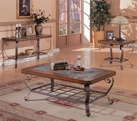 Furniture artistic cool coffee table designs with made by irregular trunk teak wood and unique design creative unusual tables. Artistic Brown Finish Coffee Table w/Slate Inlays & Metal Legs