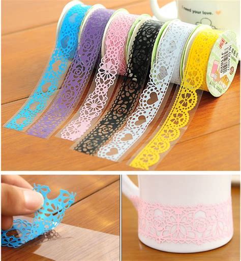 5 x washi paper lace roll diy decorative sticky paper masking tape self adhesive paper lace