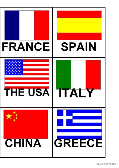 Flags And Countries Flashcards Vocab English Esl Worksheets Pdf And Doc