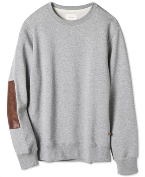 Billy Reid Mens Dover Regular Fit Sweatshirt With Leather Elbow
